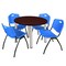 Kee Kee Round Table & Chair Set, Wood, Metal, Plastic Top, Mahogany TB42RNDMHBPCM47BE - alternate 1